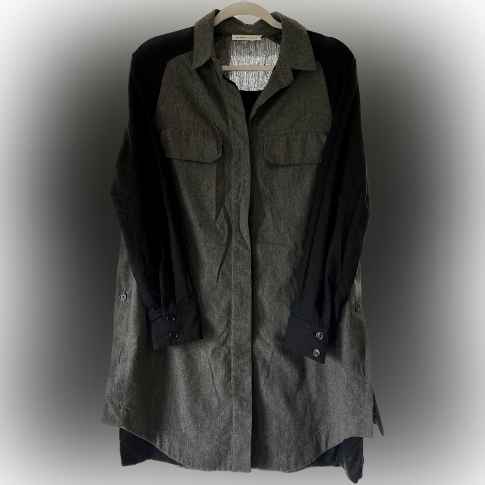 See by Chloe wool and satin button down dress.